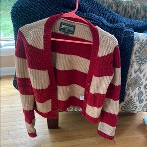 American Eagle Outfitters Bold Red and Tan Striped Cardigan - XS